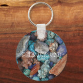 Kleurrijke steensteenrotsen kegelen natuurlijke te sleutelhanger (Voorkant)