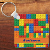Kleurrijke stenen bouwstenen gepersonaliseerd sleutelhanger (Voorkant)