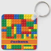 Kleurrijke stenen bouwstenen gepersonaliseerd sleutelhanger (Achterkant)