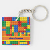 Kleurrijke stenen bouwstenen gepersonaliseerd sleutelhanger (Achterkant)