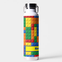 Kleurrijke stenen bouwstenen gepersonaliseerd waterfles