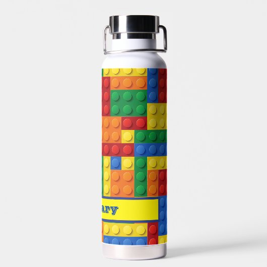 Kleurrijke stenen bouwstenen gepersonaliseerd waterfles (Achterkant)