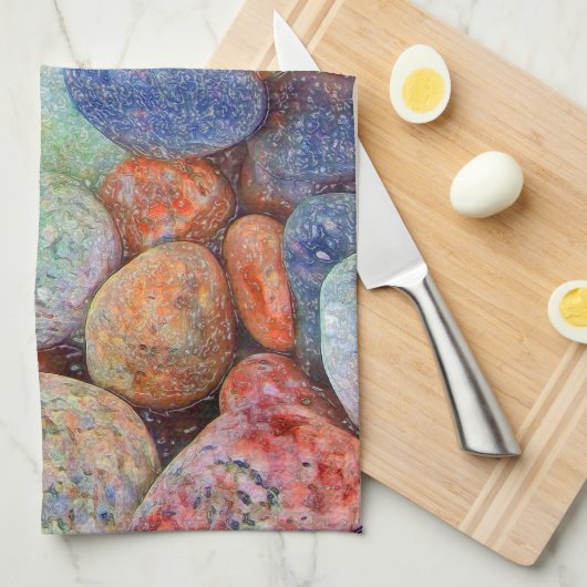 Kleurrijke stenen, kebbels, rotsen theedoek (Quarter Fold)