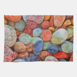 Kleurrijke stenen, kebbels, rotsen theedoek