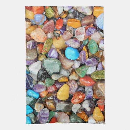 Kleurrijke stenen, kebbels, rotsen theedoek (Verticaal)
