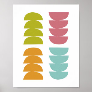 Kleurrijke stenen midden eeuw Moderne Abstracte Po Poster