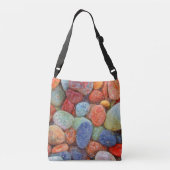 Kleurrijke stenen, steentjes, rotsen en water crossbody tas (Achterkant)