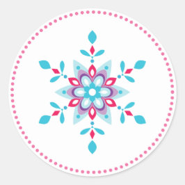 Kleurrijke Ster Bloem Sneeuwvlok Vakantie Ronde Sticker