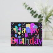 Kleurrijke ster confetti verjaardag ballonnen  briefkaart (Staand voorkant)