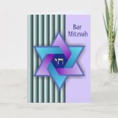 Kleurrijke ster van David en Stripes Bar Mitzvah Kaart (Voorkant)