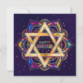 Kleurrijke ster van David Mandala Happy Hanukkah Kaart (Voorkant)