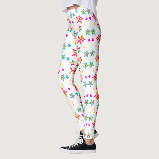 Kleurrijke sterpatroon Leggings (Links)
