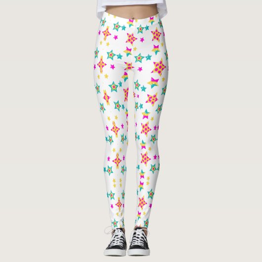 Kleurrijke sterpatroon Leggings (Voorkant)