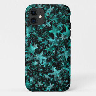 Kleurrijke sterren Aqua Blauwgroen zwarte achtergr Case-Mate iPhone Case