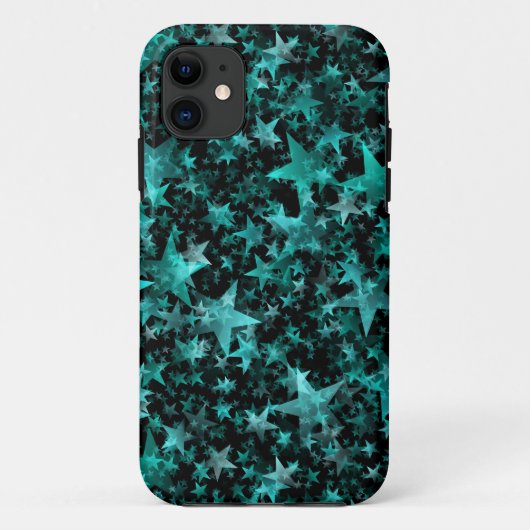 Kleurrijke sterren Aqua Blauwgroen zwarte achtergr Case-Mate iPhone Case (Achterkant)