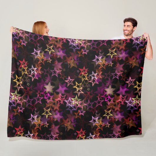 Kleurrijke sterren dansen grillig fleece deken (In situ)