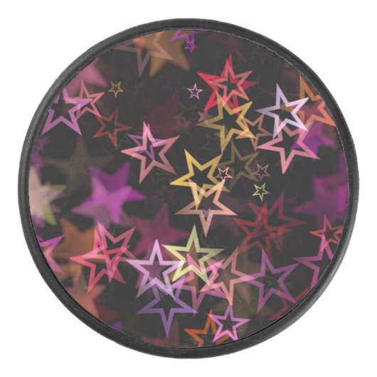 Kleurrijke sterren dansen grillig hockey puck (Voorkant)