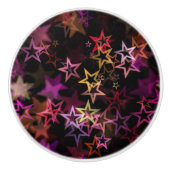 Kleurrijke sterren dansen grillig keramische knop (Voorkant)