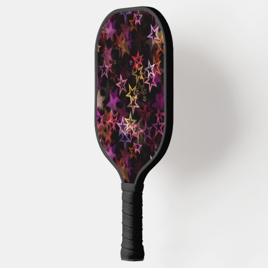 Kleurrijke sterren dansen grillig pickleball paddle (Links)