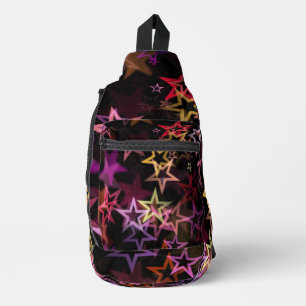 Kleurrijke sterren dansen grillig sling bag