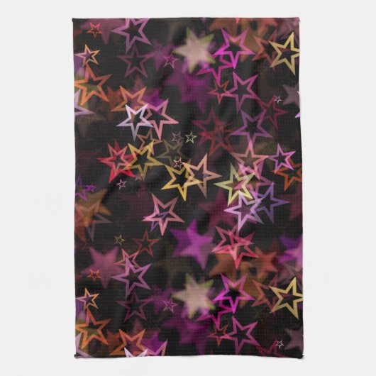 Kleurrijke sterren dansen grillig theedoek (Verticaal)