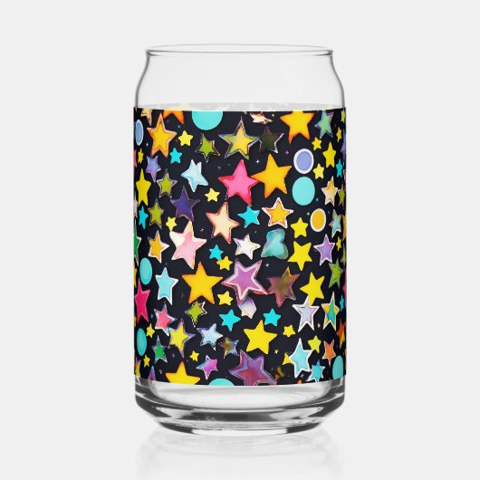 Kleurrijke sterren Drinkware Set Blikvorm Glas (Voorkant)