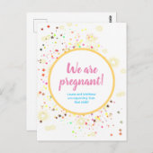 Kleurrijke sterren en Confetti Zwangerschap Aankon Briefkaart (Voorkant / Achterkant)