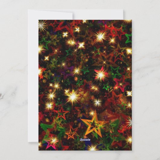 Kleurrijke sterren en lichte kerstfoto feestdagenkaart (Achterkant)