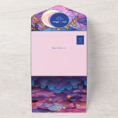 Kleurrijke sterren en maan bruiloft all in one uitnodiging (Buitenkant)