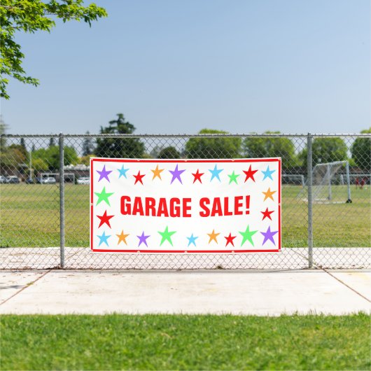 Kleurrijke Sterren Garage Sale Banner (Insitu)