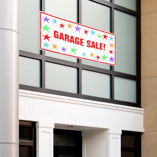 Kleurrijke Sterren Garage Sale Banner (Buitenkant Gebouw)