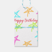 Kleurrijke sterren gelukkige verjaardag voeg naam  cadeaulabel (Voorkant)