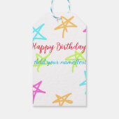 Kleurrijke sterren gelukkige verjaardag voeg naam  cadeaulabel (Achterkant)