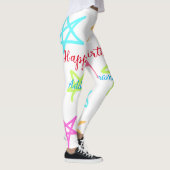 Kleurrijke sterren gelukkige verjaardag voeg naam leggings (Rechts)