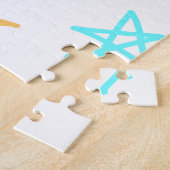 Kleurrijke sterren gelukkige verjaardag voeg naam legpuzzel (Zijkant)