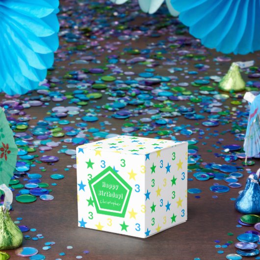 Kleurrijke sterren jongens 3e verjaardag bedankdoosjes (Feest)