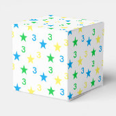 Kleurrijke sterren jongens 3e verjaardag bedankdoosjes (Achterkant)