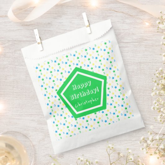 Kleurrijke sterren jongens 3e verjaardag bedankzakje (Geknipt)