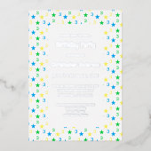 Kleurrijke sterren jongens 3e verjaardag folie uitnodiging (Voorkant)