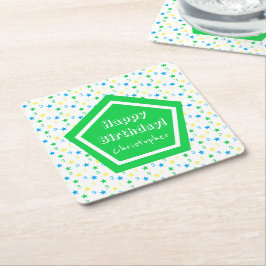 Kleurrijke sterren jongens 3e verjaardag kartonnen onderzetters