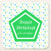 Kleurrijke sterren jongens 3e verjaardag kartonnen onderzetters (Voorkant)