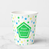 Kleurrijke sterren jongens 3e verjaardag papieren bekers (Voorkant)