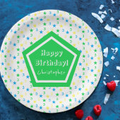 Kleurrijke sterren jongens 3e verjaardag papieren bordje