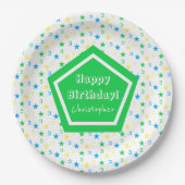 Kleurrijke sterren jongens 3e verjaardag papieren bordje (Voorkant)