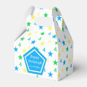Kleurrijke sterren jongens 4e verjaardag bedankdoosjes (Voorkant Zijde)