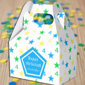 Kleurrijke sterren jongens 4e verjaardag bedankdoosjes