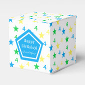 Kleurrijke sterren jongens 4e verjaardag bedankdoosjes (Voorkant Zijde)
