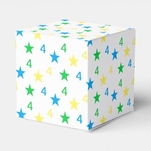 Kleurrijke sterren jongens 4e verjaardag bedankdoosjes (Achterkant)