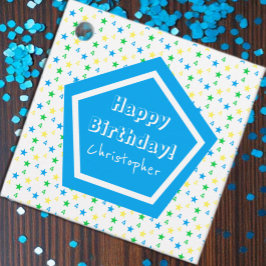 Kleurrijke sterren jongens 4e verjaardag bedankjes labels