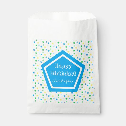 Kleurrijke sterren jongens 4e verjaardag bedankzakje (Voorkant)
